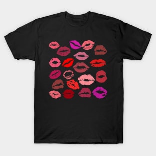 lipstick lip print kisses T-Shirt